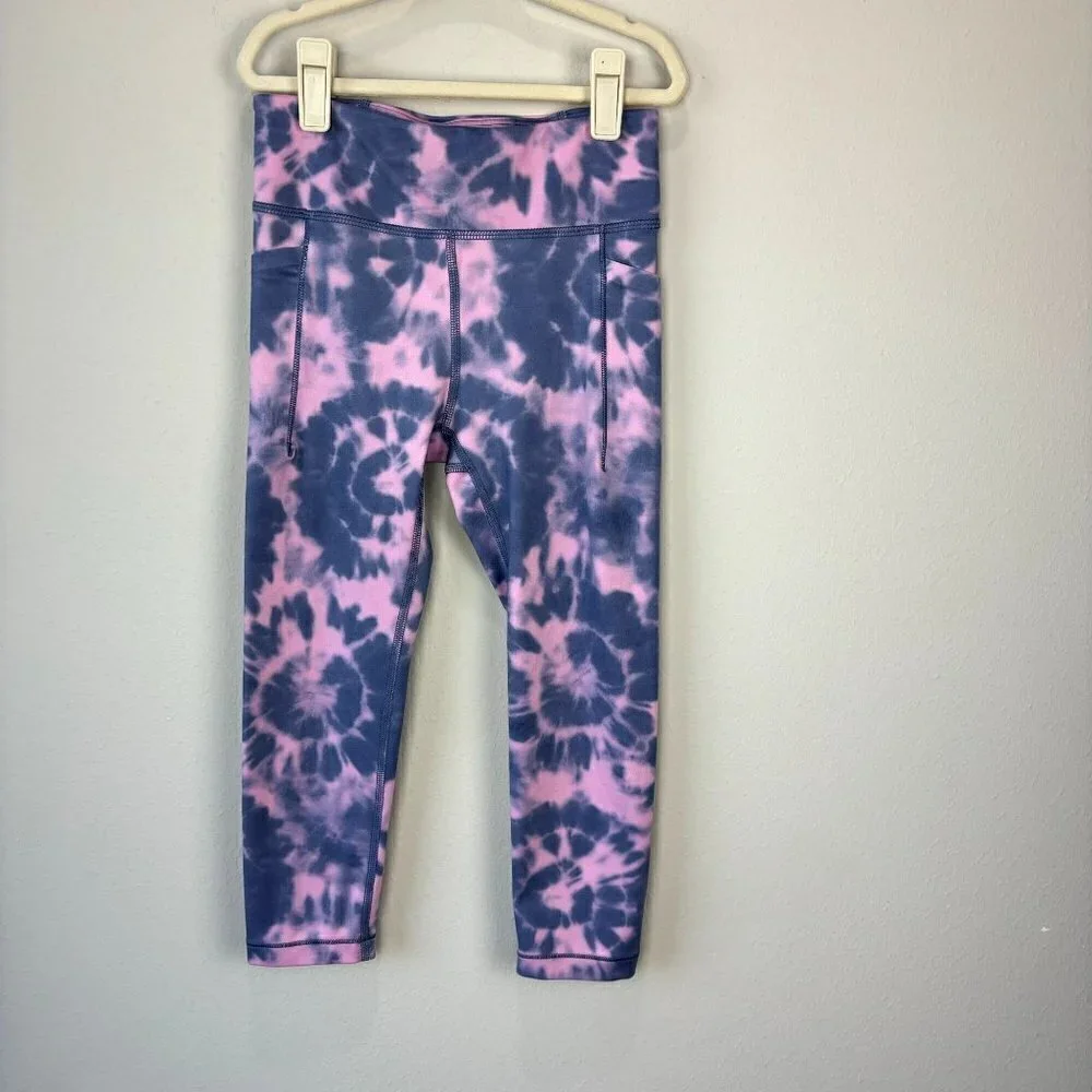 Athleta Girl High Rise Stash Your Treasures Capri Legging Tie Dye S/7